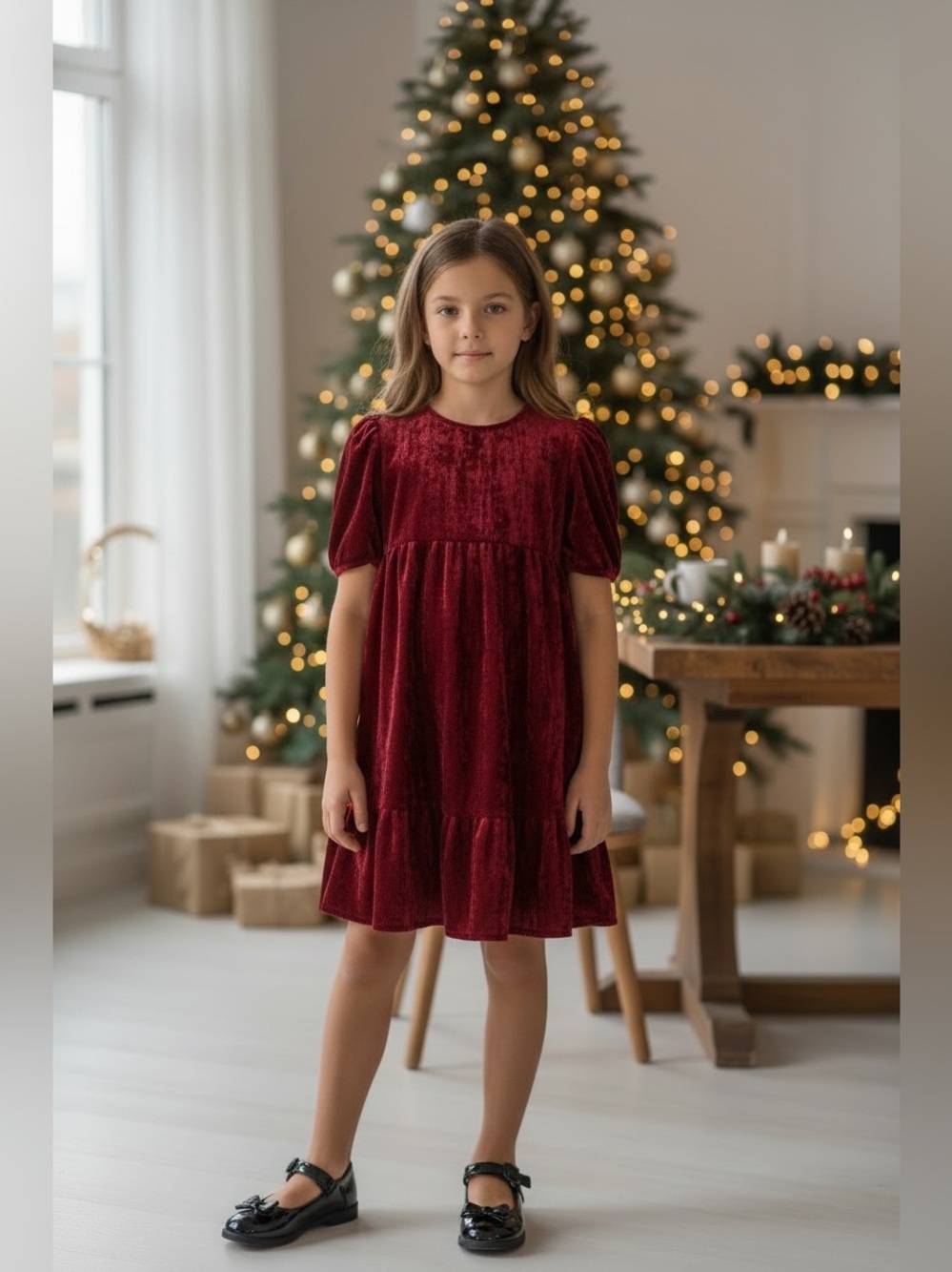 H&M Red Crush Velvet Dress Short Sleeve Holiday Christmas Girls 8 NWT